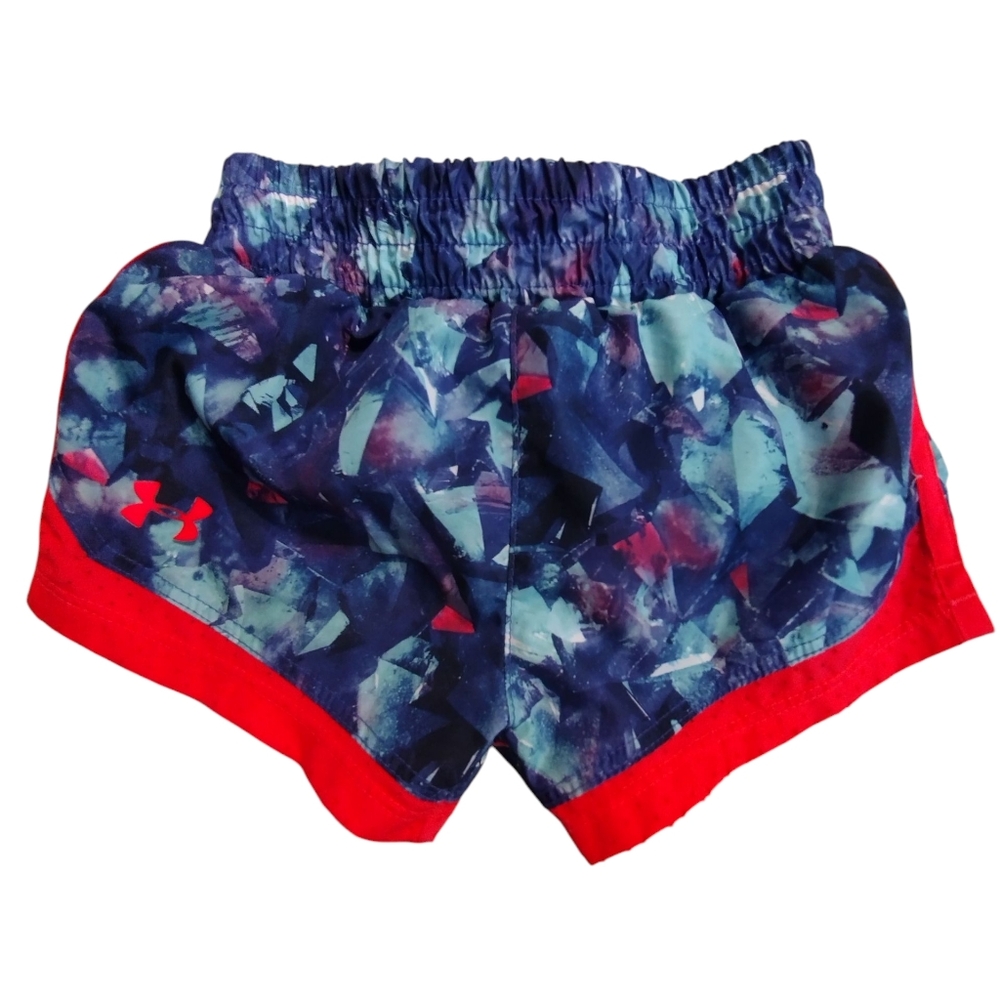 EUC Under Armour Kids' Pink and Blue Lined Patterned Shorts 12M Summer